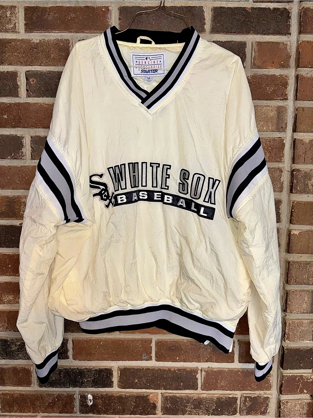 Starter Vintage Chicago White Sox MLB V-Neck Pullover Windbreaker Jacket Cream